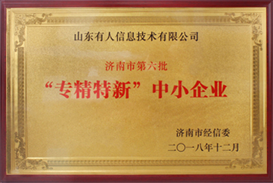 有人物联网荣获济南市“专精特新”中小企业称号