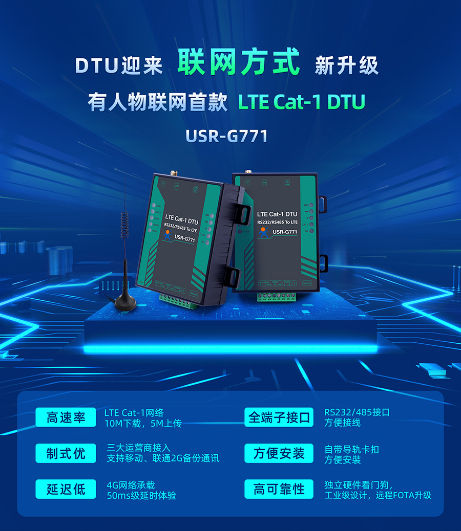 有人物联网首款LTE Cat-1 DTU——USR-G771，今天发售